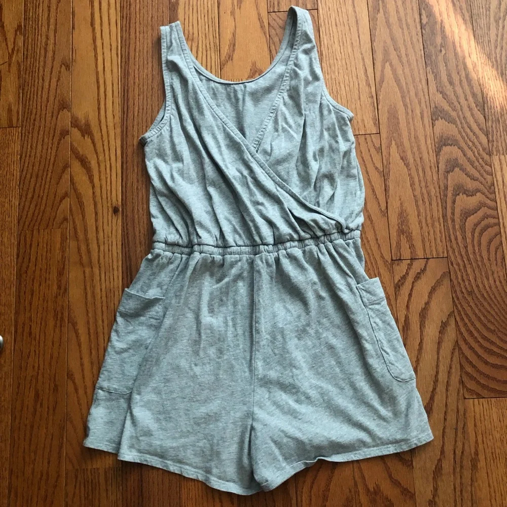 T&C Sleeveless Romper Heather Gray Cotton Summer Jumpsuit Girl’s Size XL (14-16)